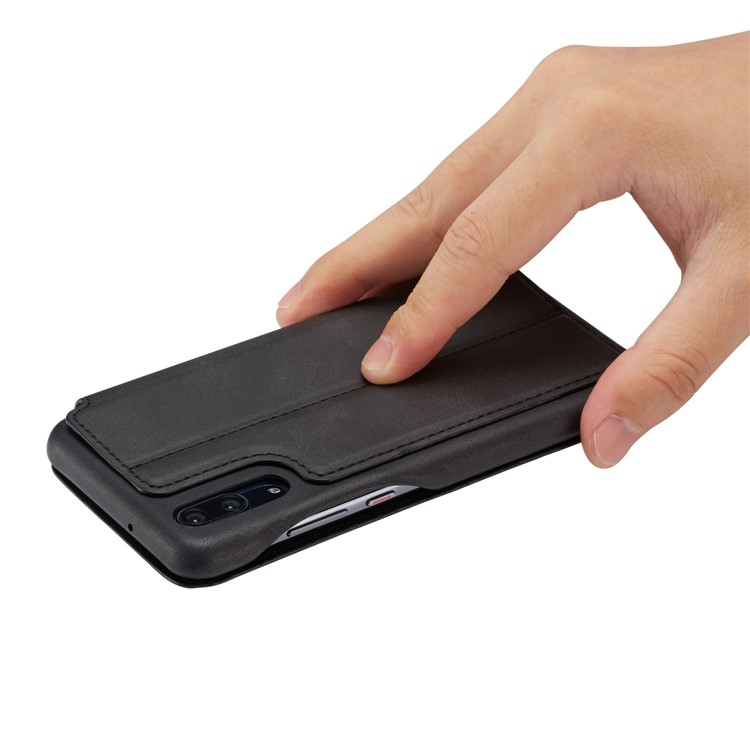 LC.IMEEKE for Huawei P20 Retro Style Leather Card Holder Stand Flip Cover - Black-8