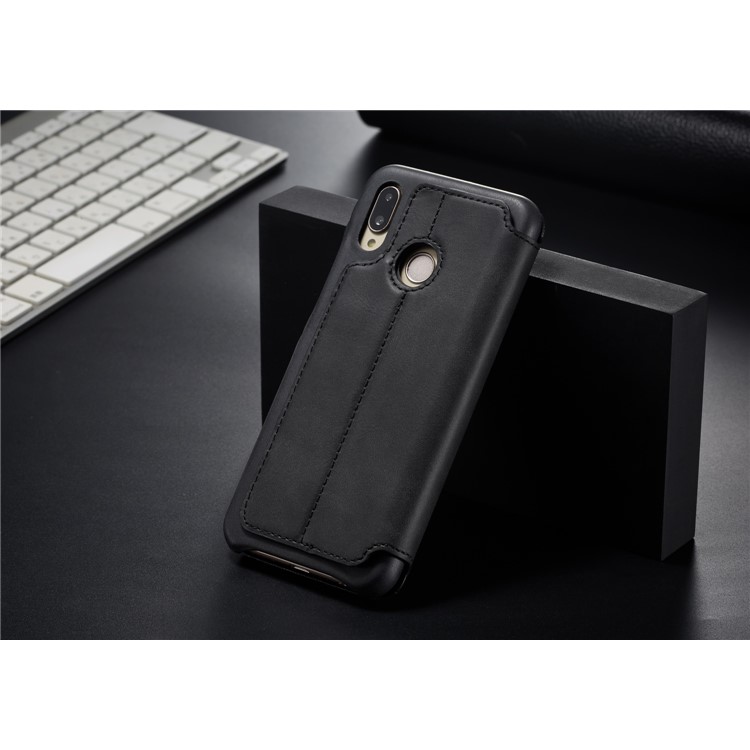 LC.IMEEKE for Huawei P20 Lite / Nova 3e Retro Style Leather Card Holder Stand Casing - Black-11
