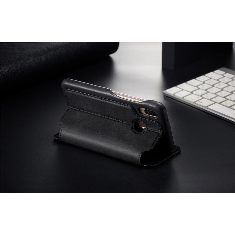 LC.IMEEKE for Huawei P20 Lite / Nova 3e Retro Style Leather Card Holder Stand Casing - Black-13