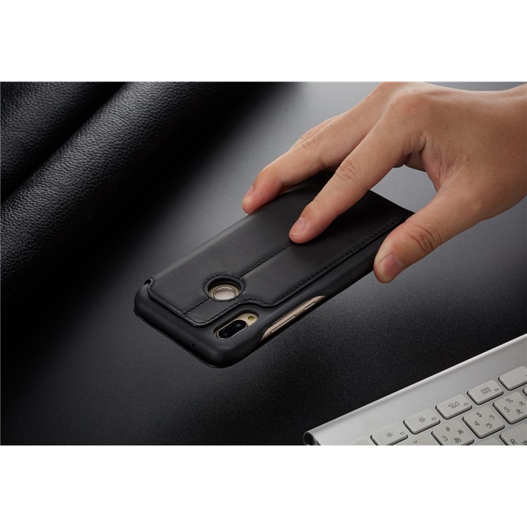 LC.IMEEKE for Huawei P20 Lite / Nova 3e Retro Style Leather Card Holder Stand Casing - Black-14