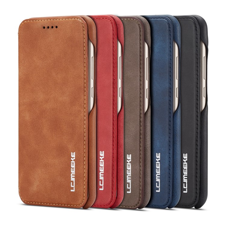 LC.IMEEKE for Huawei P20 Lite / Nova 3e Retro Style Leather Card Holder Stand Casing - Black-16