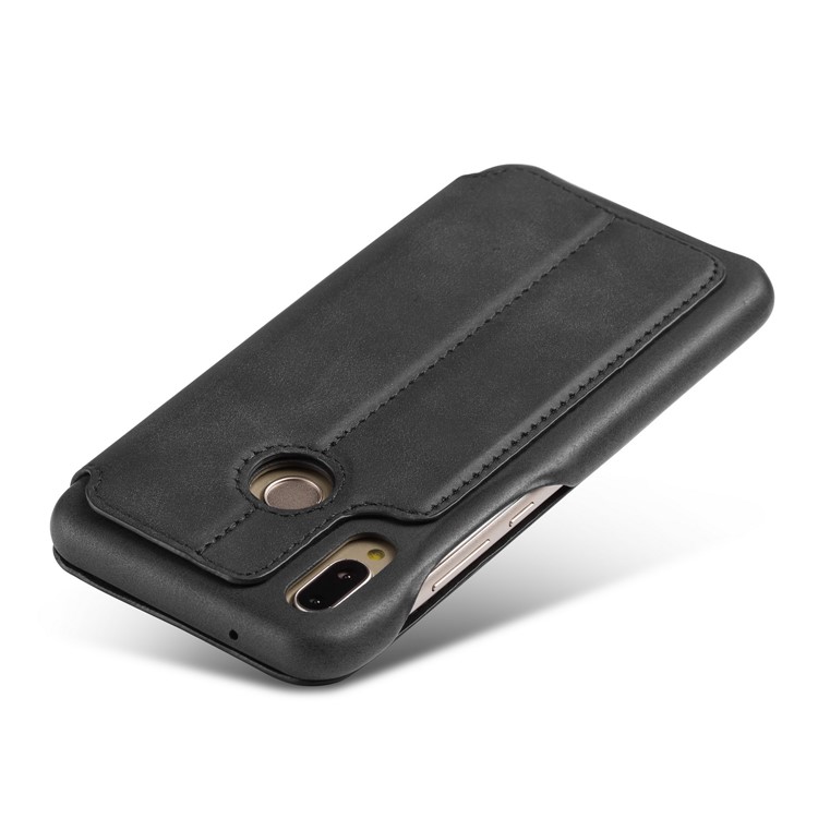 LC.IMEEKE for Huawei P20 Lite / Nova 3e Retro Style Leather Card Holder Stand Casing - Black-6