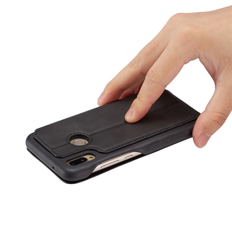 LC.IMEEKE for Huawei P20 Lite / Nova 3e Retro Style Leather Card Holder Stand Casing - Black-7