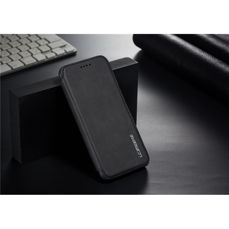 LC.IMEEKE for Huawei P20 Lite / Nova 3e Retro Style Leather Card Holder Stand Casing - Black-9
