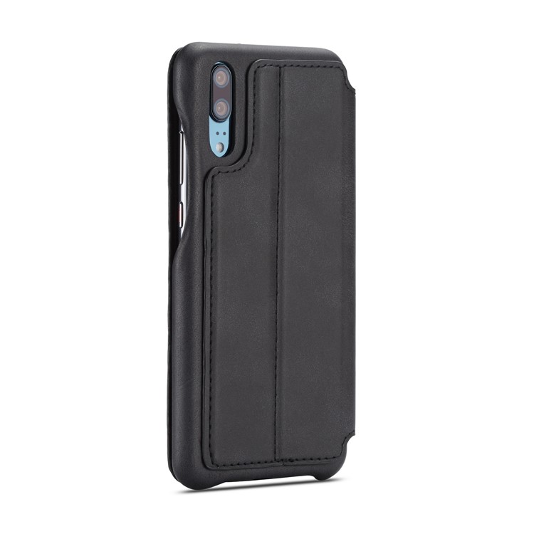 Lc. Imeeke Pour Huawei P20 Pro Rétro Style en Cuir Support de Carte de Support de Téléphone - le Noir