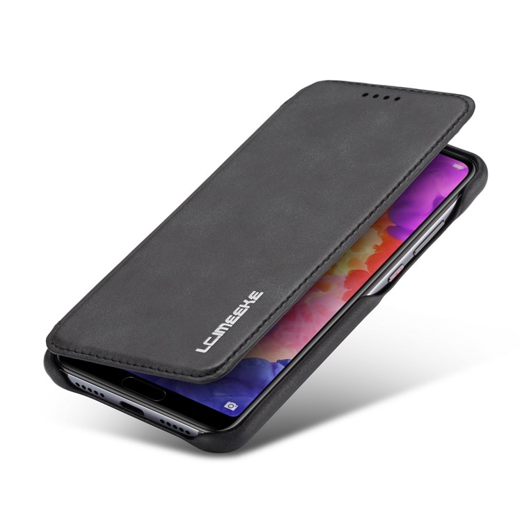 Lc. Imeeke Pour Huawei P20 Pro Rétro Style en Cuir Support de Carte de Support de Téléphone - le Noir