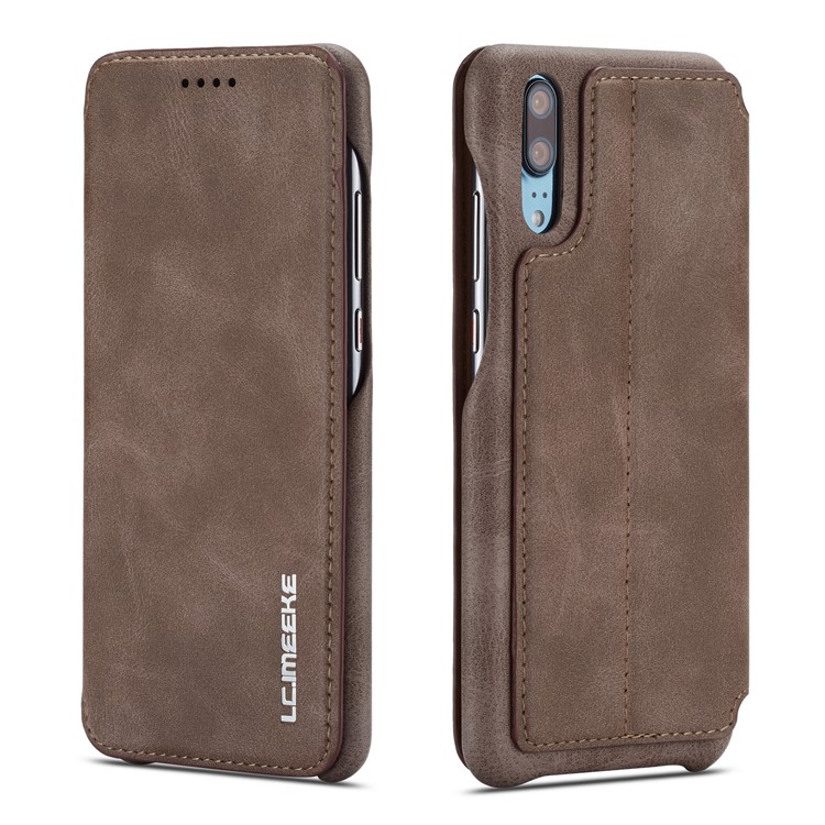 LC.IMEEKE for Huawei P20 Pro Retro Style Leather Card Holder Stand Phone Shell - Coffee-1