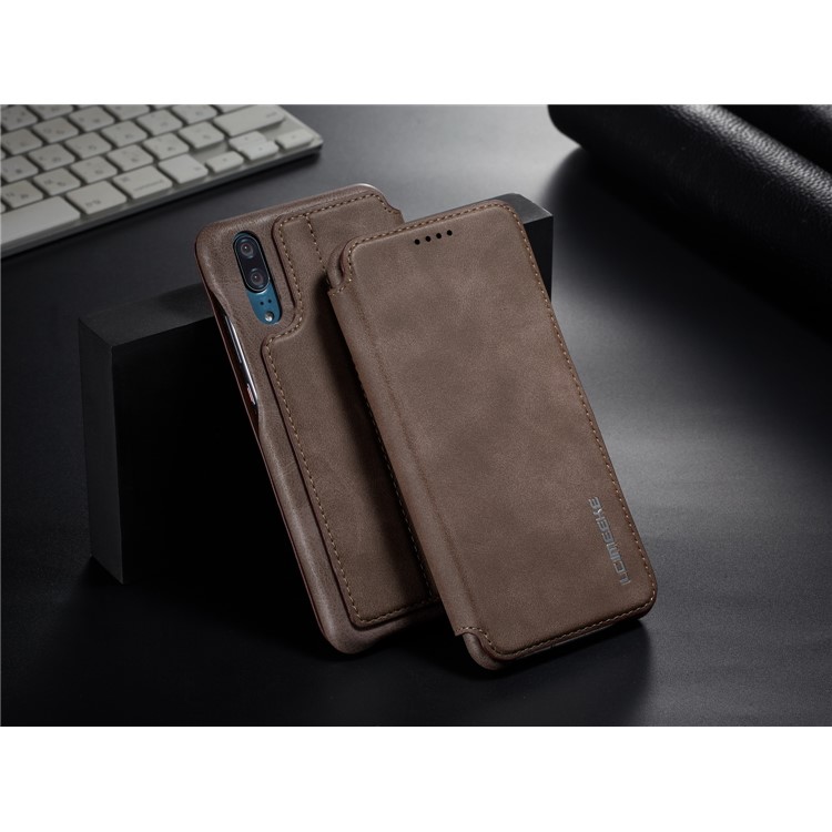 LC.IMEEKE for Huawei P20 Pro Retro Style Leather Card Holder Stand Phone Shell - Coffee-10