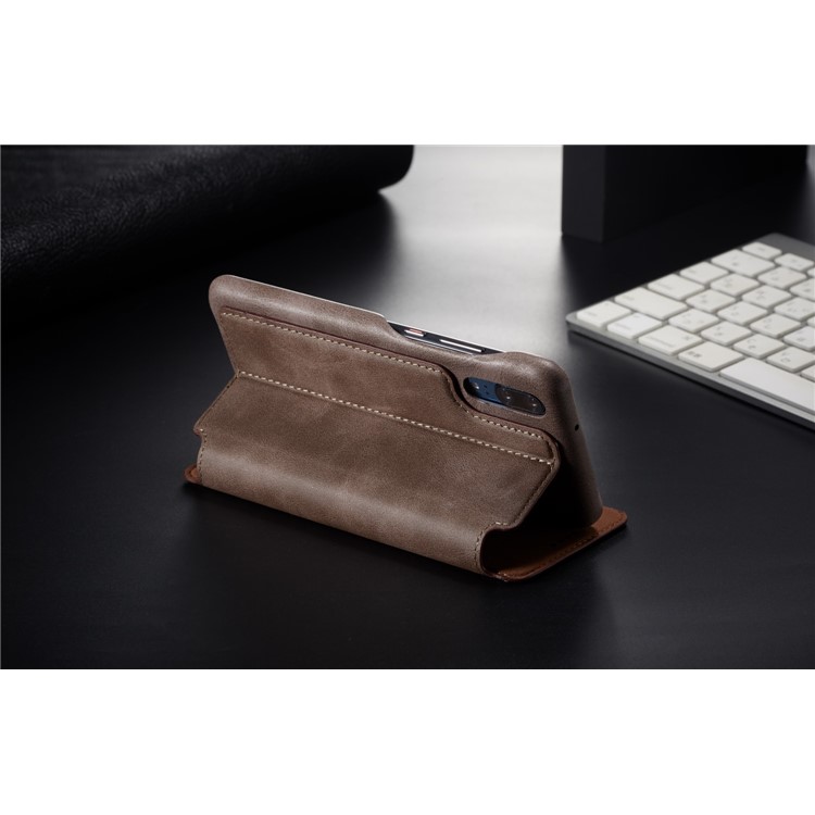 LC.IMEEKE for Huawei P20 Pro Retro Style Leather Card Holder Stand Phone Shell - Coffee-13