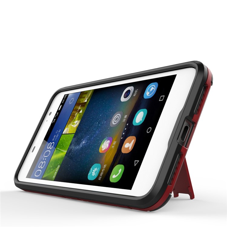 For Huawei Y6 Pro / Enjoy 5 Hybrid Plastic + TPU Shell Cover with Kickstand - Red-3