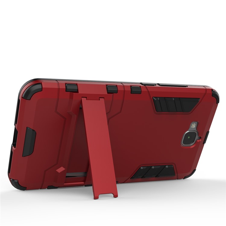 For Huawei Y6 Pro / Enjoy 5 Hybrid Plastic + TPU Shell Cover with Kickstand - Red-4