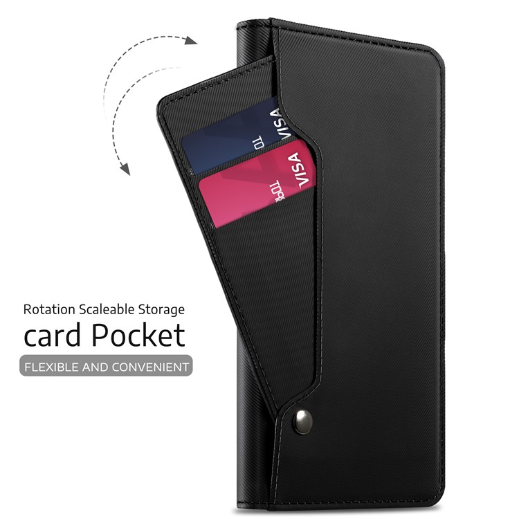For Huawei P20 Pro Leather Wallet Stand Case with Card Holder and Makeup Mirror - Black-7