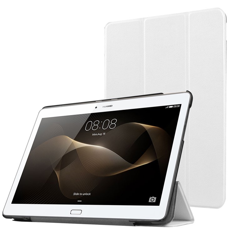 Tri-fold Stand Leather Protective Case for Huawei MediaPad M2 - White-1