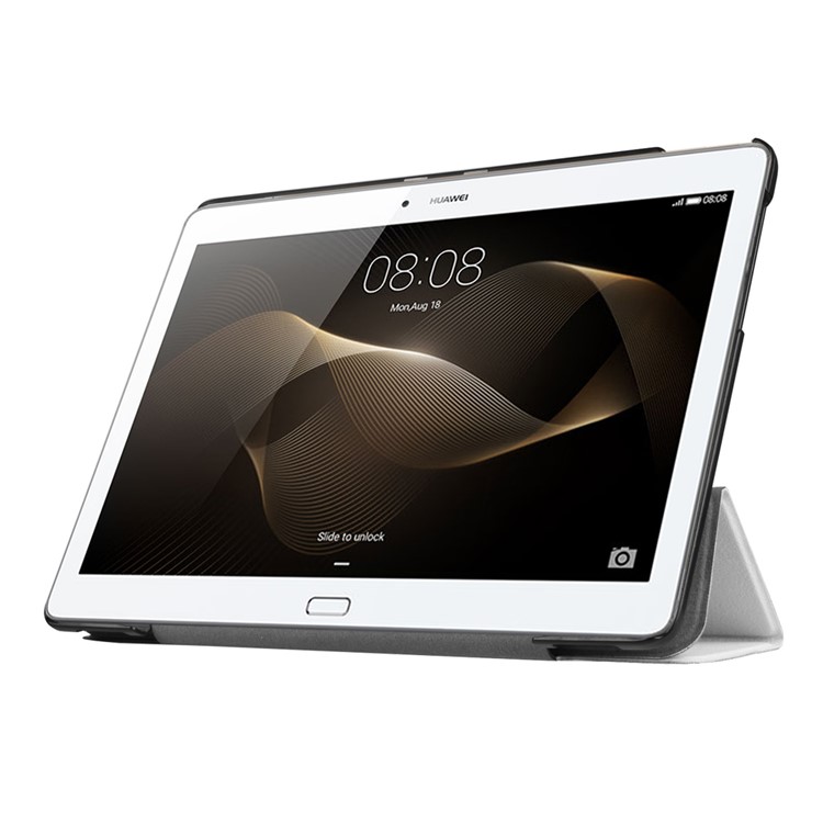 Tri-fold Stand Leather Protective Case for Huawei MediaPad M2 - White-5
