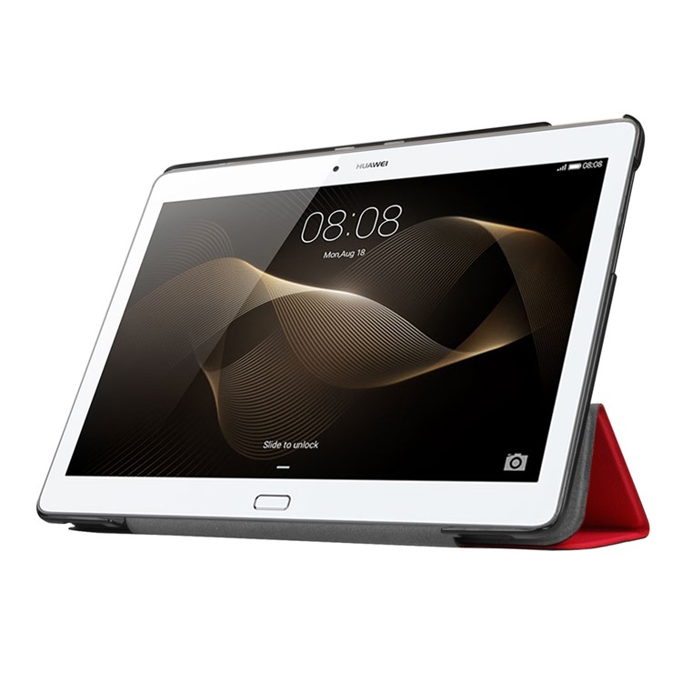 Tri-fold Stand Leather Cover Case for Huawei MediaPad M2 - Red-5