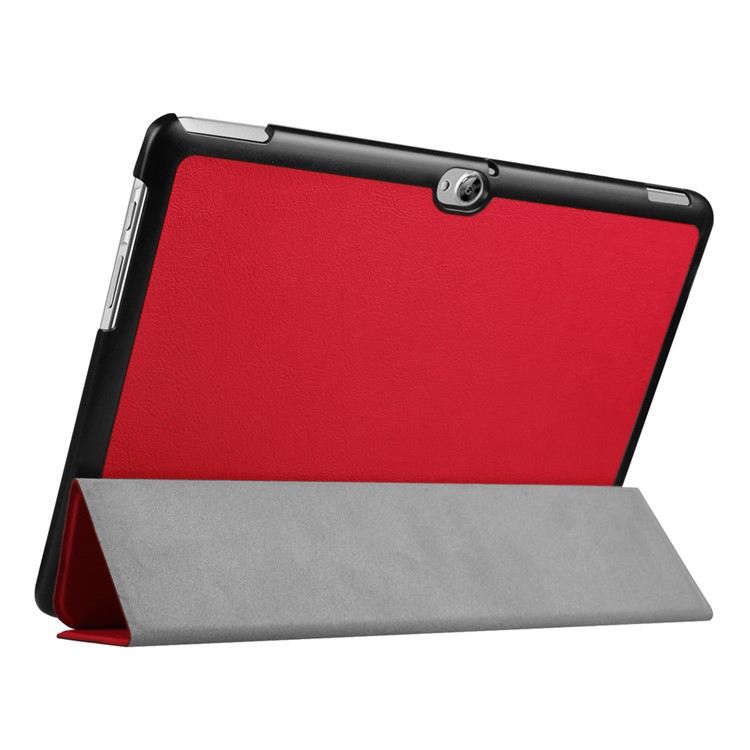 Tri-fold Stand Leather Cover Case for Huawei MediaPad M2 - Red-6