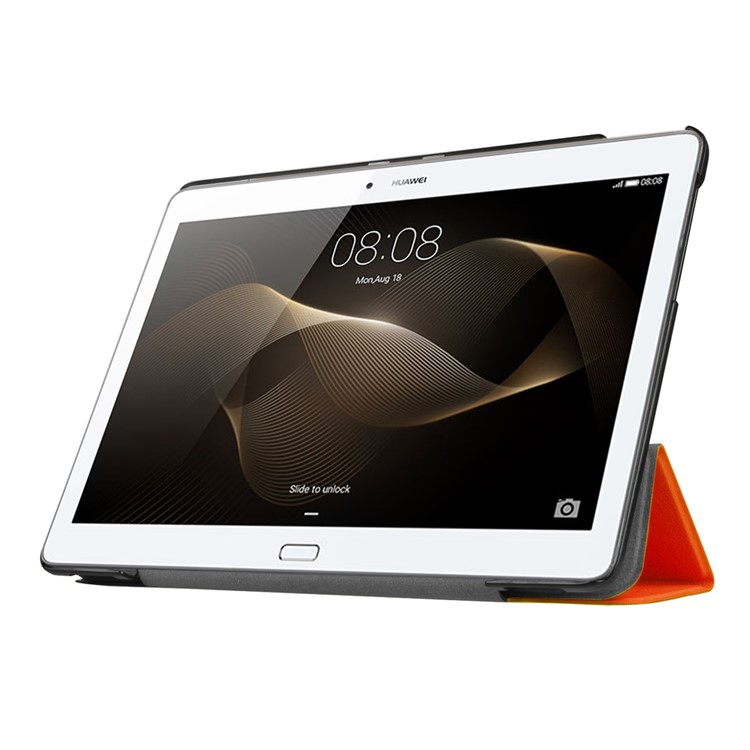 Tri-fold Leather Stand Case for Huawei MediaPad M2 - Orange-5