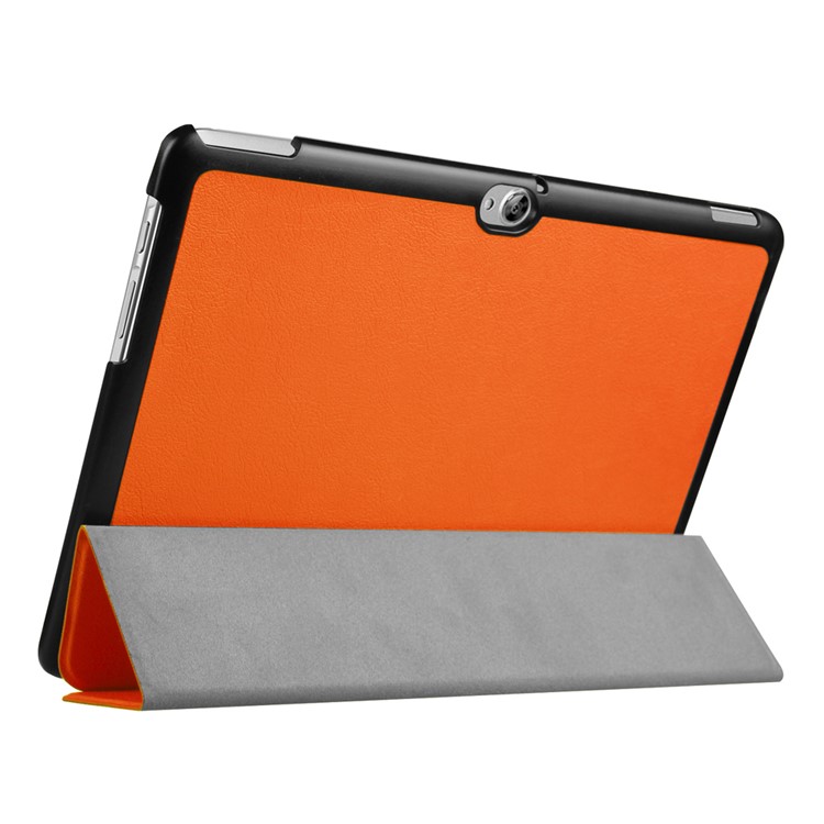 Tri-fold Leather Stand Case for Huawei MediaPad M2 - Orange-6