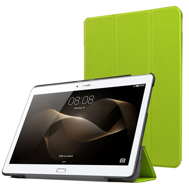 Tri-fold Leather Stand Cover for Huawei MediaPad M2 - Green-1