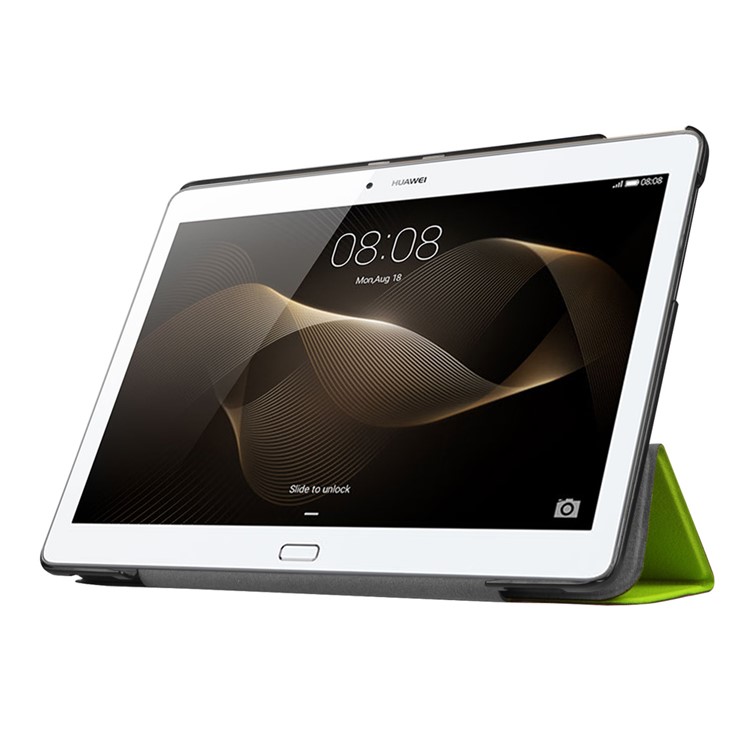 Tri-fold Leather Stand Cover for Huawei MediaPad M2 - Green-5