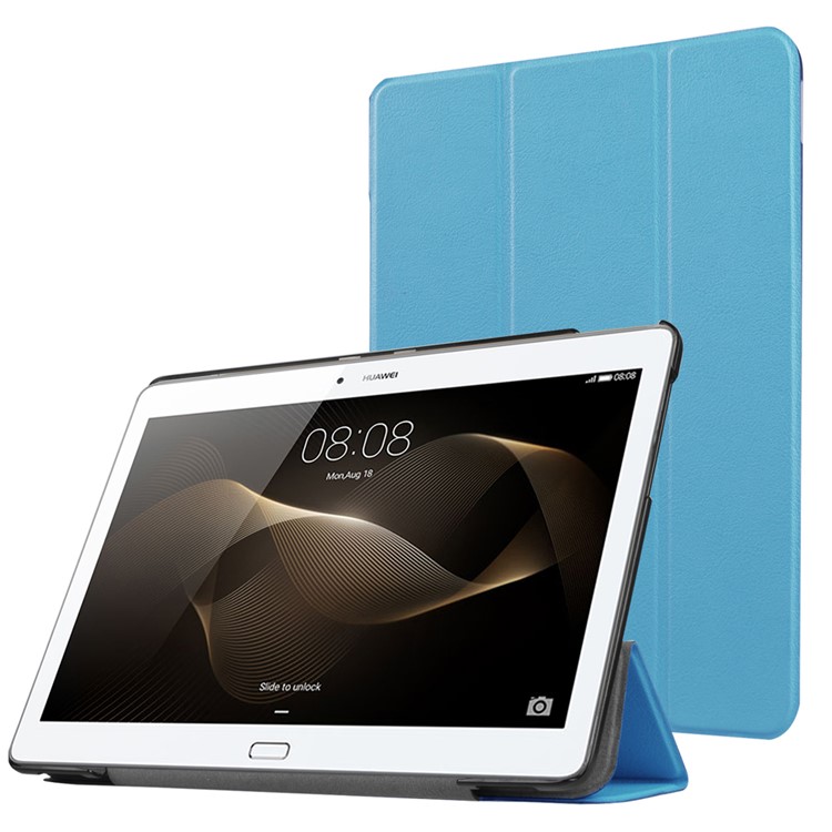 Tri-fold Stand Leather Case for Huawei MediaPad M2 - Baby Blue-1
