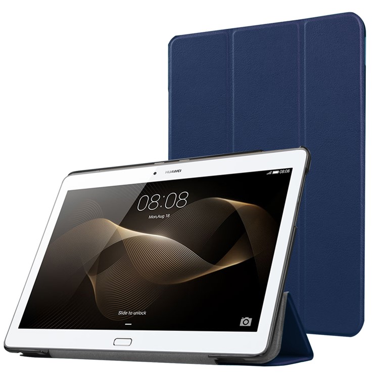 Tri-fold Stand Leather Case for Huawei MediaPad M2 - Dark Blue-1