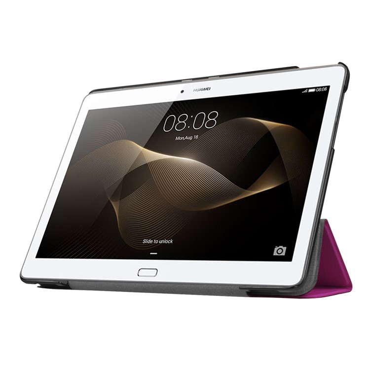 Tri-fold Stand Leather Case for Huawei MediaPad M2 - Purple-5
