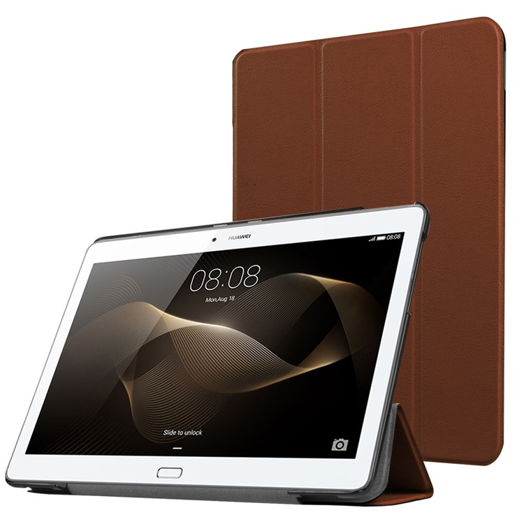 Tri-fold Stand Leather Case for Huawei MediaPad M2 - Brown-1