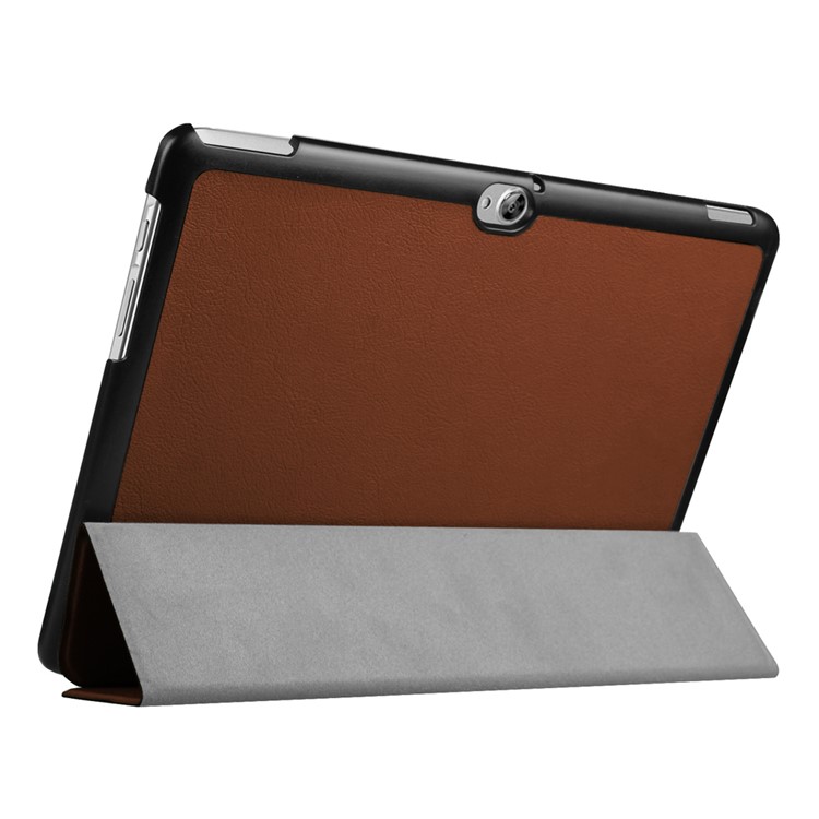 Tri-fold Stand Leather Case for Huawei MediaPad M2 - Brown-6