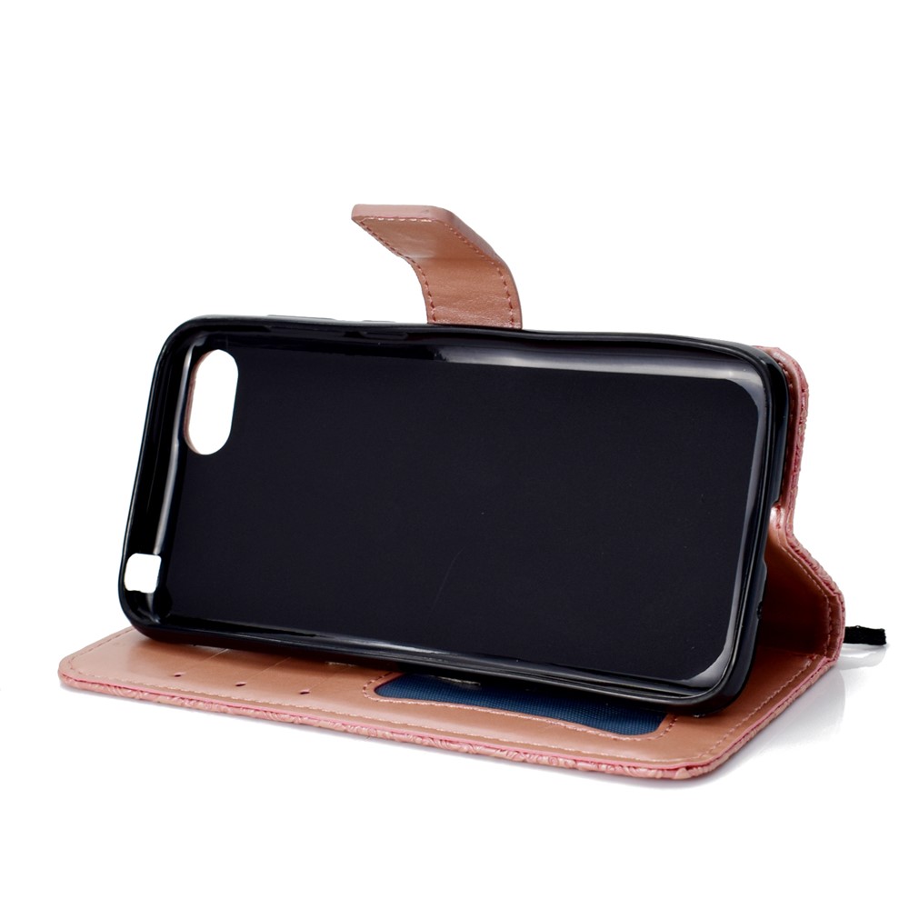 Impressão Folha De Couro Stand Carteira Shell Telefone Para Huawei Y5 (2018) / Y5 Prime (2018) / Honra 7s / Jogar 7 - Rosa-6