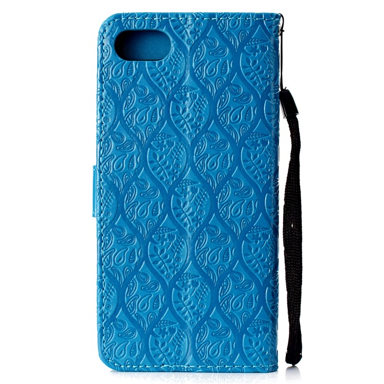 Custodia Per Cellulare In Pelle Foglia Stampata Per Huawei Y5 (2018) / Y5 Prime (2018) / Onore 7s / Gioca 7 - Bambina Blu-3