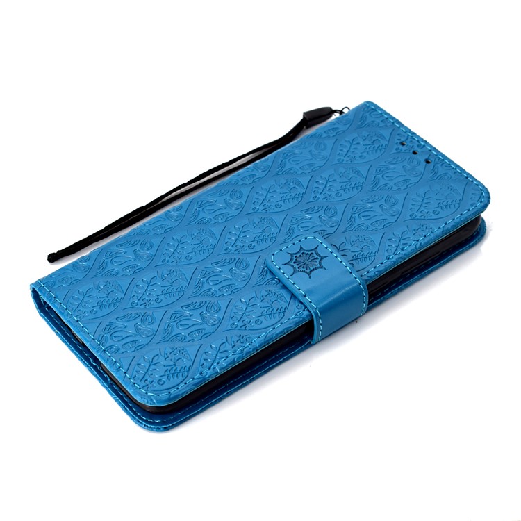 Custodia Per Cellulare In Pelle Foglia Stampata Per Huawei Y5 (2018) / Y5 Prime (2018) / Onore 7s / Gioca 7 - Bambina Blu-7