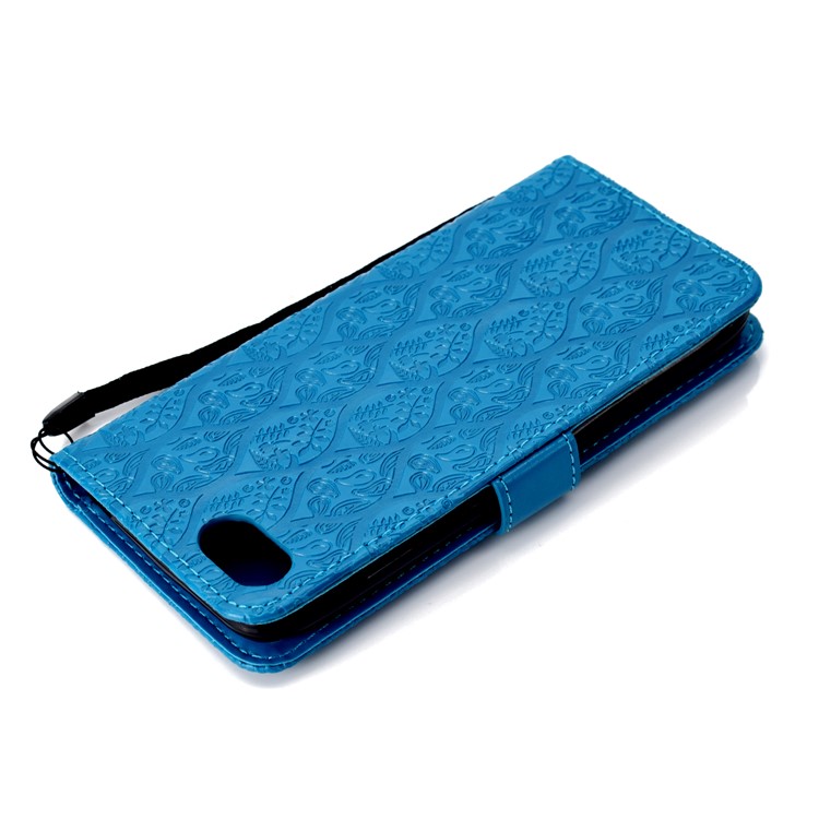 Custodia Per Cellulare In Pelle Foglia Stampata Per Huawei Y5 (2018) / Y5 Prime (2018) / Onore 7s / Gioca 7 - Bambina Blu-8