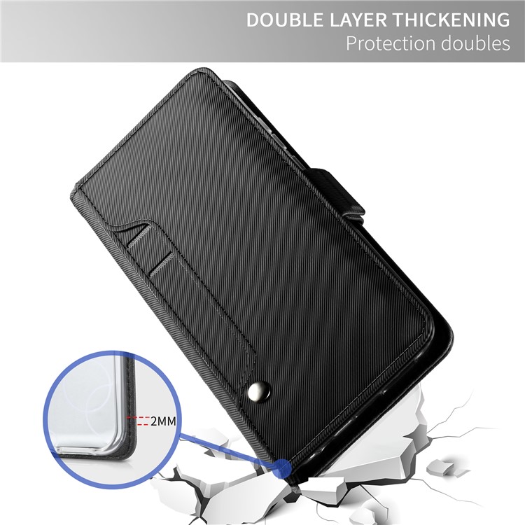 Carteira De Couro Stand Case E Espelho De Maquilhagem Para Huawei P20 - Preto-6