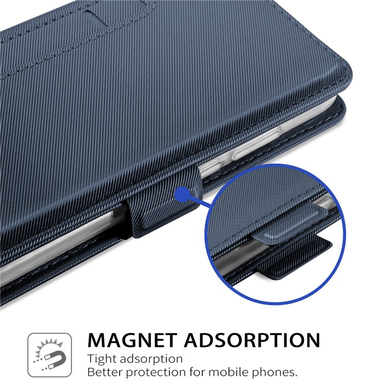 Carteira De Couro Ficar Shell Telefone Móvel E Espelho De Maquiagem Para Huawei P20 - Azul Escuro-4