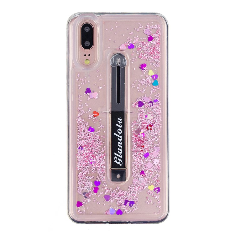 Quicksand TPU + PC Hybrid Finger Grip Kickstand Casing for Huawei P20 - Rose-2