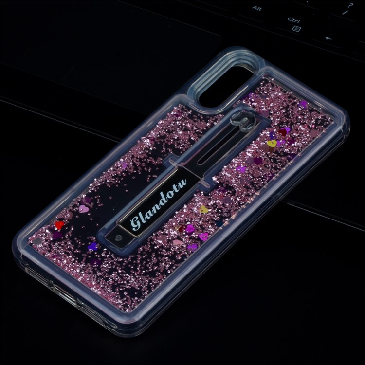 Quicksand TPU + PC Hybrid Finger Grip Kickstand Casing for Huawei P20 - Rose-3