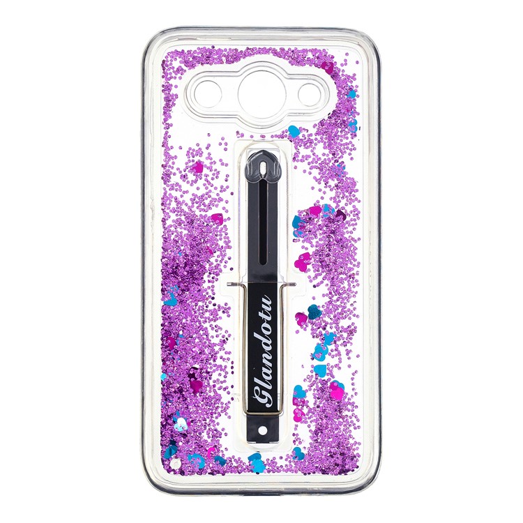 Quicksand TPU + PC Hybrid Finger Grip Kickstand Phone Casing for Huawei Y3 (2018) / Y3 (2017) - Purple-2