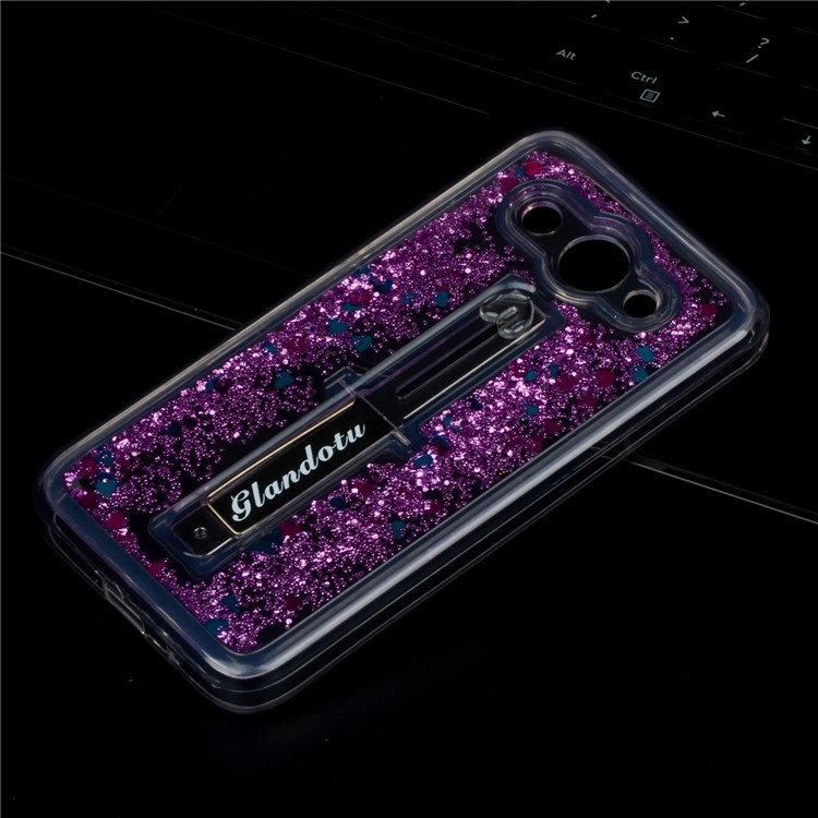 Quicksand TPU + PC Hybrid Finger Grip Kickstand Phone Casing for Huawei Y3 (2018) / Y3 (2017) - Purple-3