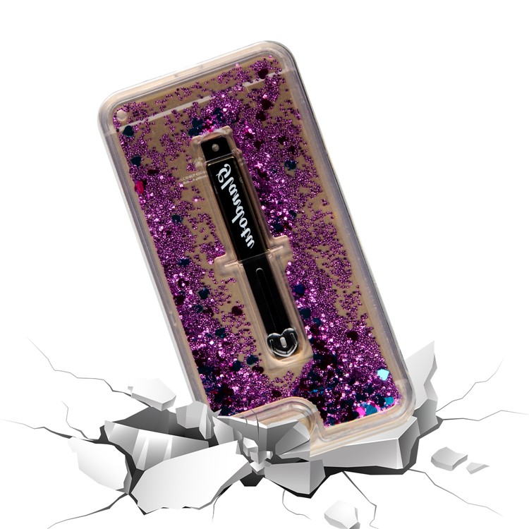 Quicksand TPU + PC Hybrid Finger Grip Kickstand Phone Casing for Huawei Y3 (2018) / Y3 (2017) - Purple-4