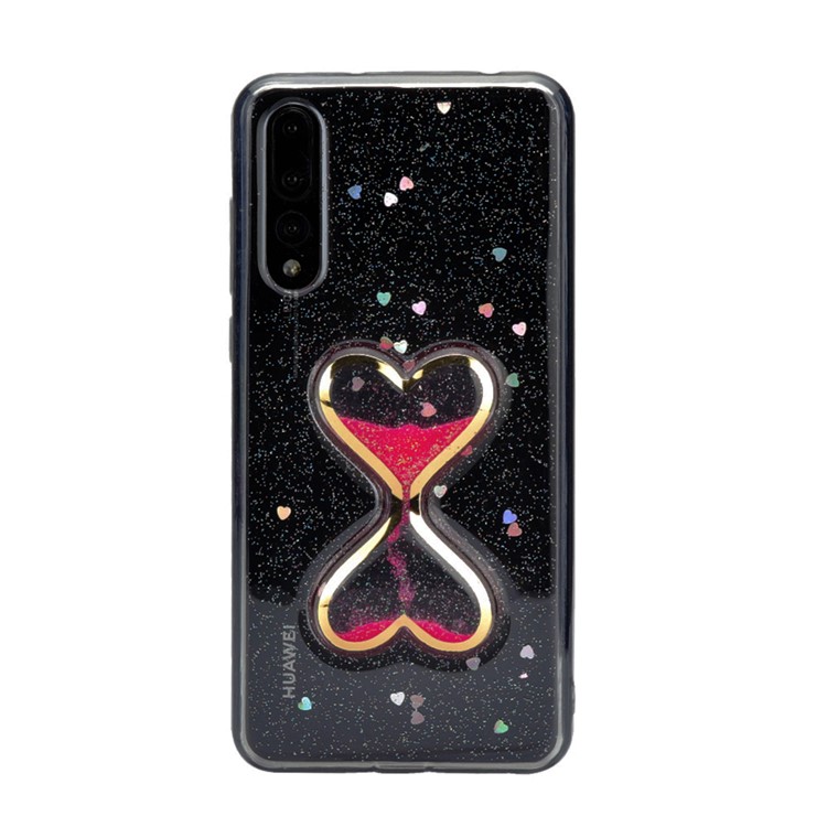 Glittery Powder Dynamic Double-heart Quicksand Epoxy Hybrid Cell Phone Case for Huawei P20 Pro - Rose-3