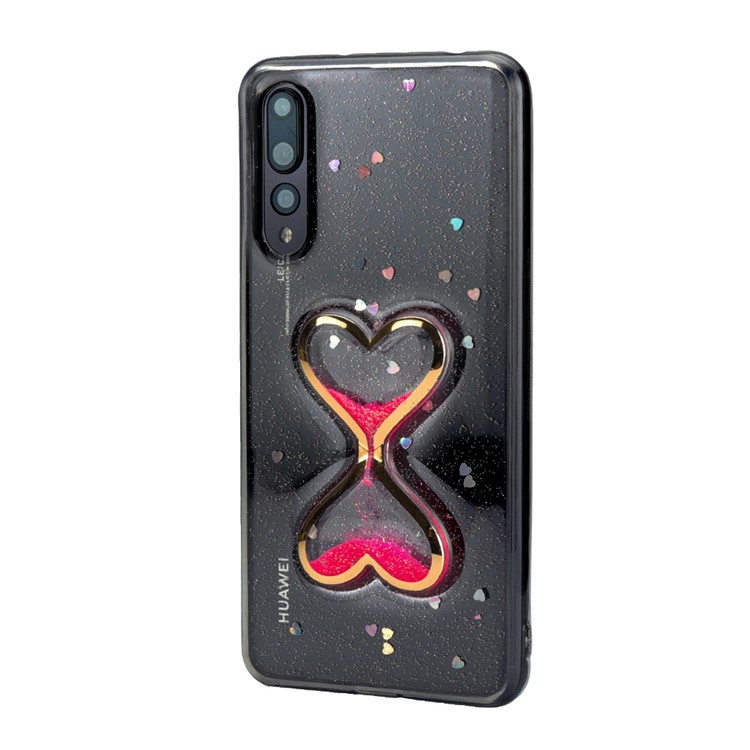 Glittery Powder Dynamic Double-heart Quicksand Epoxy Hybrid Cell Phone Case for Huawei P20 Pro - Rose-4