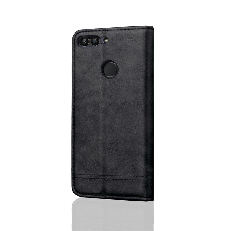 Auto-absorbed Crazy Horse Vintage Leather Phone Case for Huawei Honor 9i (2018) 5.84-inch - Black-3