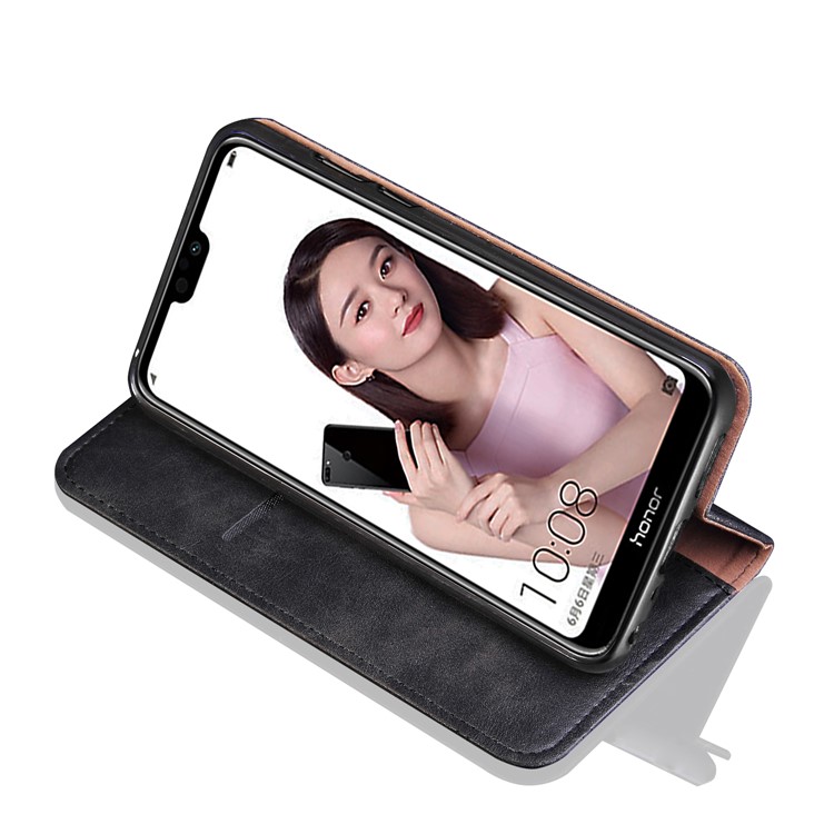 Auto-absorbed Crazy Horse Vintage Leather Phone Case for Huawei Honor 9i (2018) 5.84-inch - Black-4