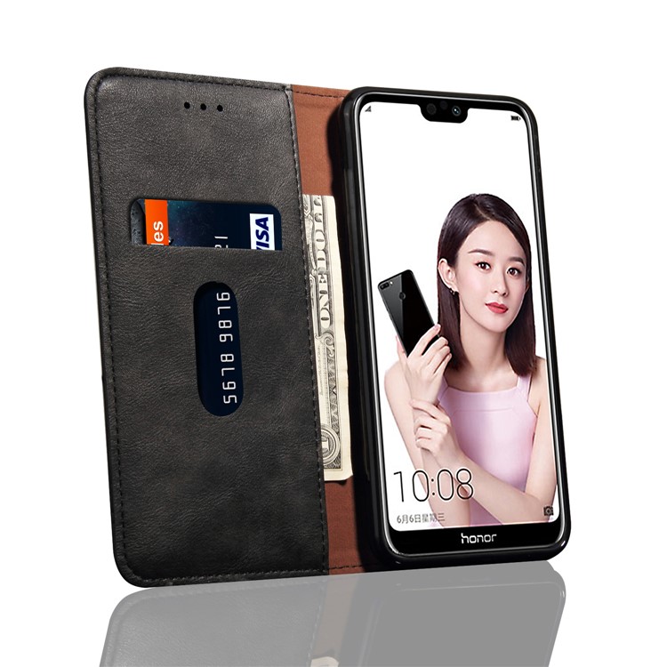 Auto-absorbed Crazy Horse Vintage Leather Phone Case for Huawei Honor 9i (2018) 5.84-inch - Black-7