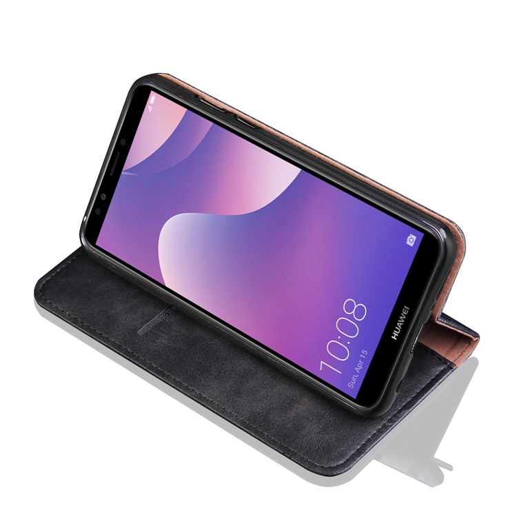 Auto-absorbed Crazy Horse Retro Leather Wallet Stand Case for Huawei Honor 7C / Enjoy 8 / Y7 Prime (2018) / nova 2 lite (Philippines) - Black-4