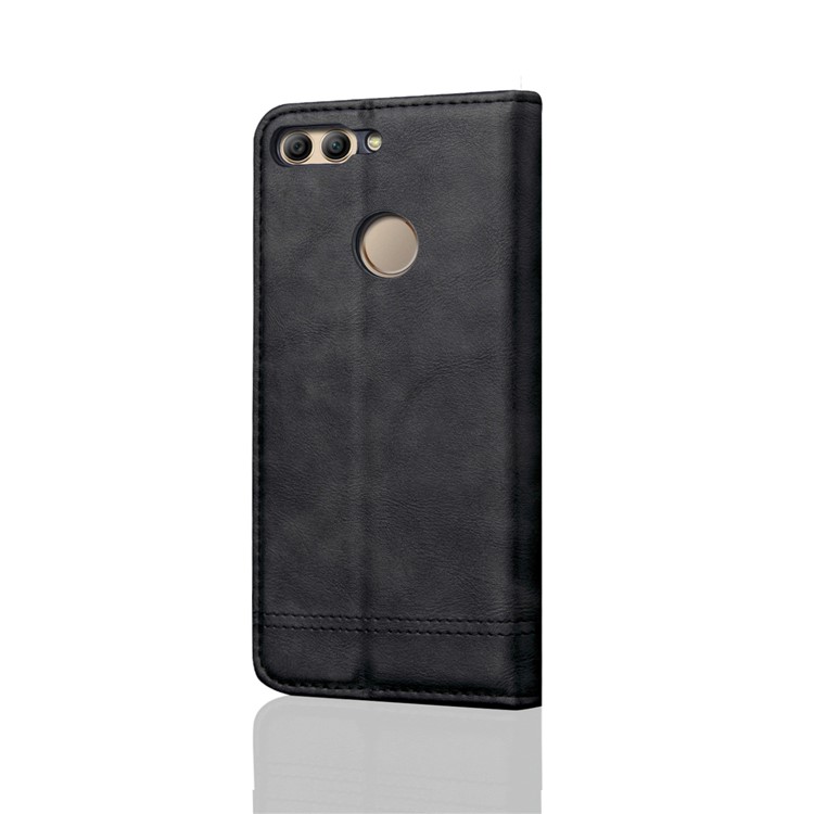 Auto-absorbed Crazy Horse Vintage Leather Phone Case for Huawei Y9 (2018)/Enjoy 8 Plus - Black-3
