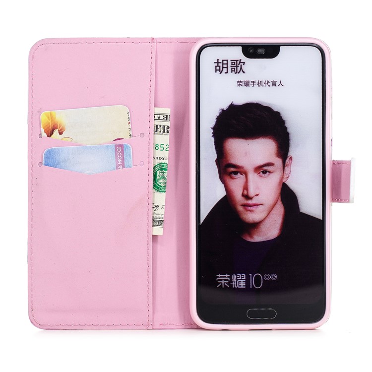 Embossed Pattern Card Holder Leather Protection Mobile Cover for Huawei Honor 10 - Blooming Peonies-6