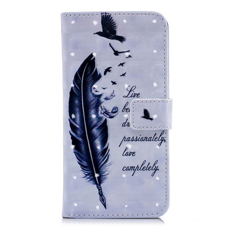 Huawei P20 Lite / Nova 3e (china) Padrão De Impressão Emborrachado PU Couro Magnético Flip Escudo De Proteção Com Suporte - Pena E Palavras-2
