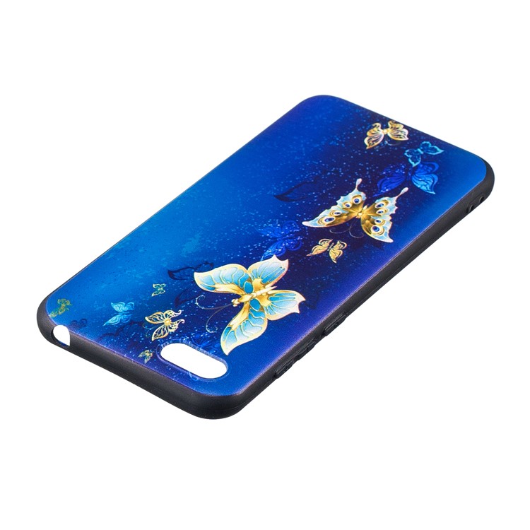 Embossment Patterned TPU Phone Case Accessory for Huawei Y5 (2018) / Y5 Prime (2018) / Honor 7s / Play 7 - Blue and Gold Butterfly-4